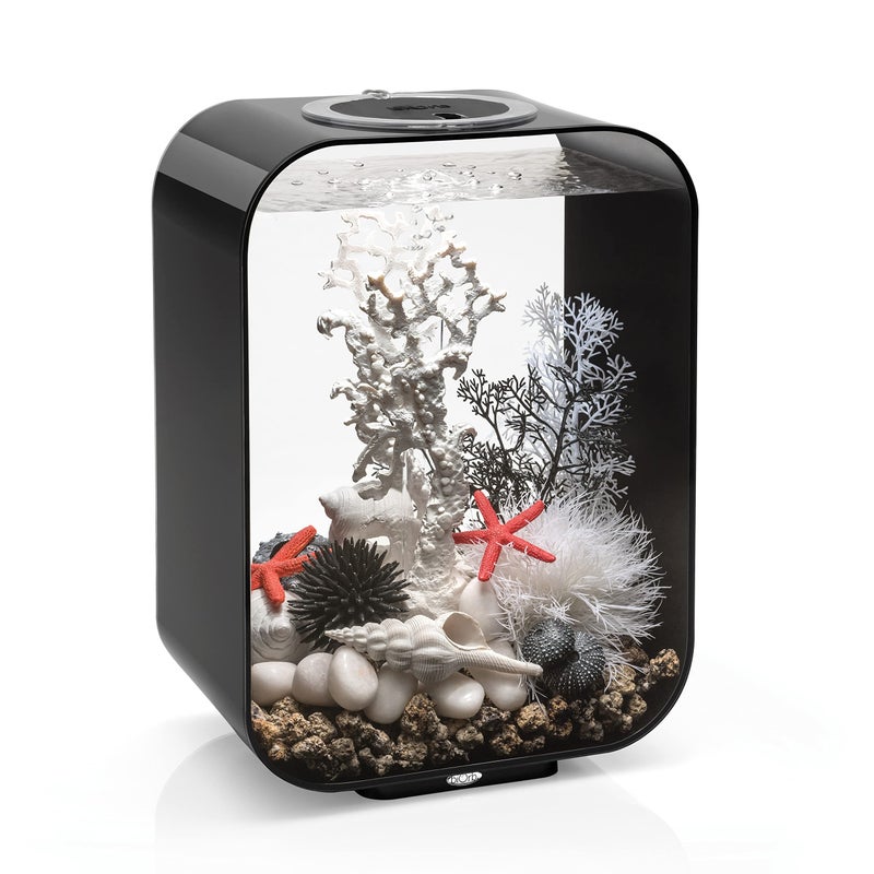 biOrb Life 15 Acrylic 4-Gallon Aquarium with White LED Lights Modern Compact Tank for Tabletop or Desktop Display, Black - Image 1