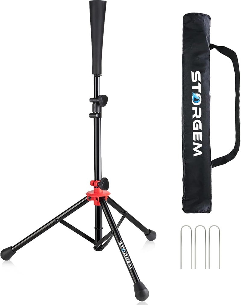 Storgem Batting Baseball tee Softball, Easy to Adjustable Height,Portable Tripod Stand Base Tee for Hitting Training Practice,with Carrying Bag - Image 1