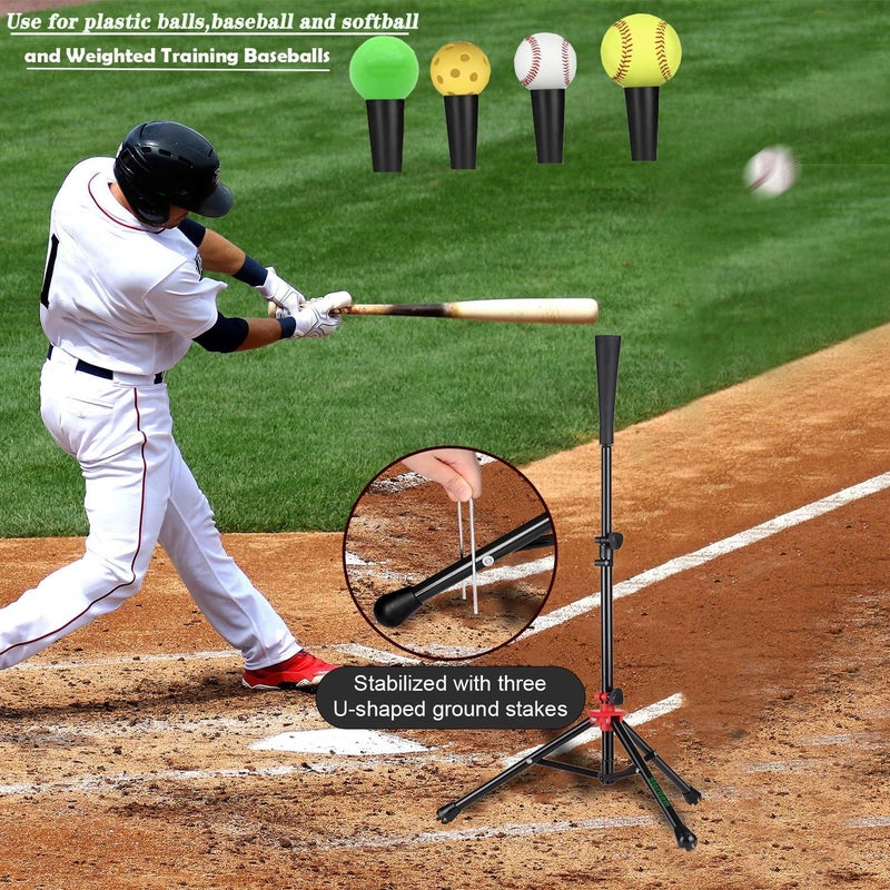Storgem Batting Baseball tee Softball, Easy to Adjustable Height,Portable Tripod Stand Base Tee for Hitting Training Practice,with Carrying Bag - Image 2