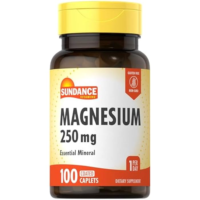 Sundance Magnesium Supplement | 250mg | 100 Caplets | Essential Mineral Formula | Vegetarian, Non-GMO, & Gluten Free - Image 1