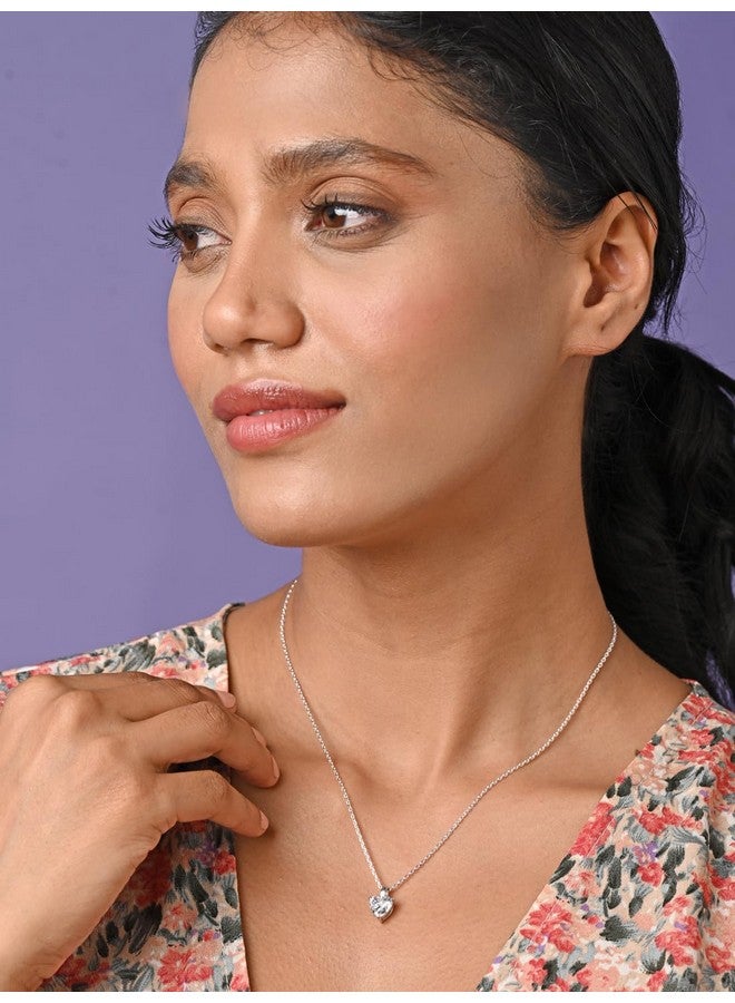 CLARA قلادة سلسلة قلب سوليتير من الفضة الإسترلينية 92.5 مطلية بالذهب الأبيض | هدية للنساء والفتيات - Image 3