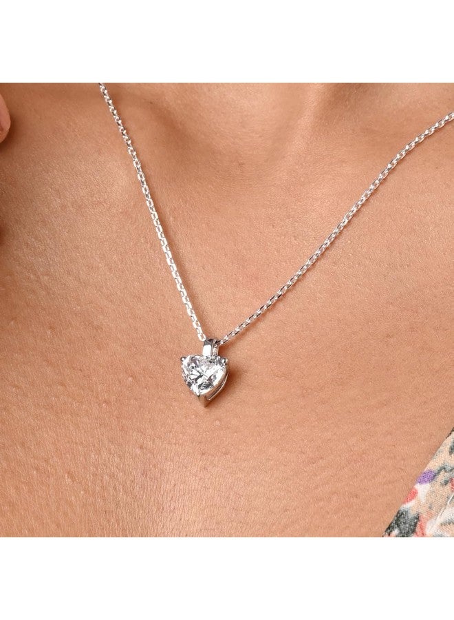 CLARA قلادة سلسلة قلب سوليتير من الفضة الإسترلينية 92.5 مطلية بالذهب الأبيض | هدية للنساء والفتيات - Image 4