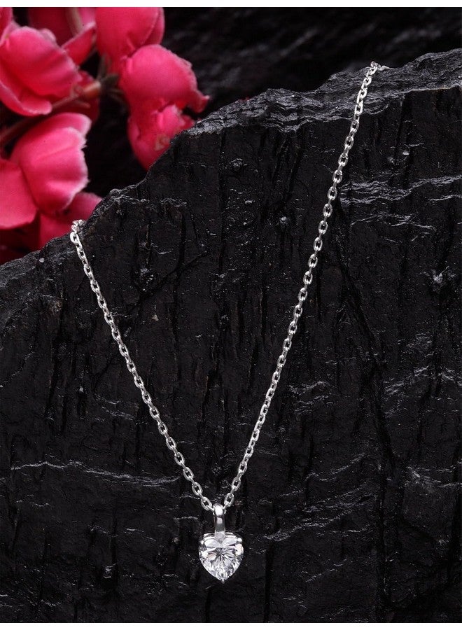 CLARA قلادة سلسلة قلب سوليتير من الفضة الإسترلينية 92.5 مطلية بالذهب الأبيض | هدية للنساء والفتيات - Image 2