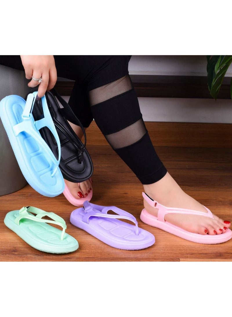Women's rubber sandal with a comfortable medical flat toe, light blue  - Image 3