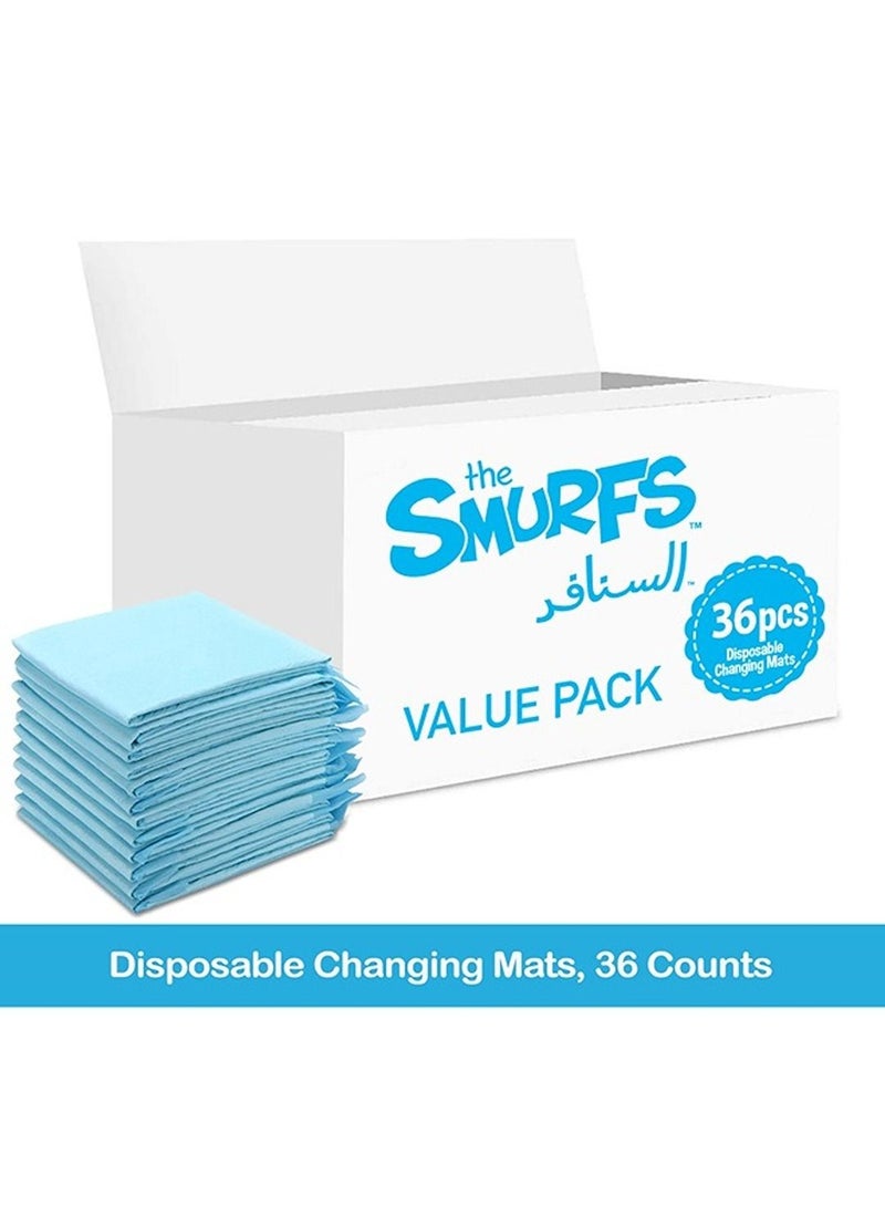 THE SMURFS Disposable Changing Mats, 36 Counts, Soft Waterproof Mat, Portable Leak Proof Changing Mat, New Mom Leak-Proof Under pad, Mattress Table Protector Pad - Image 2