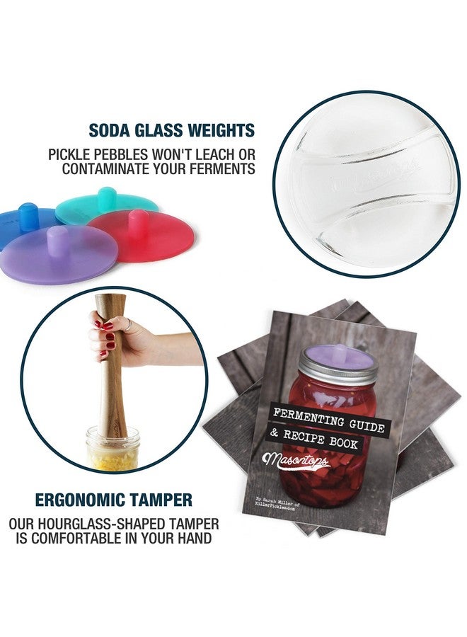 Masontops Complete Mason Jar Fermentation Kit - Pickle Kit, Sauerkraut Making Kit Kimchi Container - Fermentation Airlock Lids Wide Mouth Mason Jars - Image 4