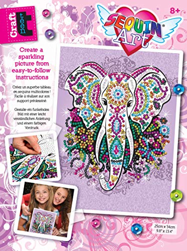 Sequin Art 1810 Elephant Craft Project from The Craft Teen Range 28 x 37 Centimetres, Multicoloured (8311810) - Image 3