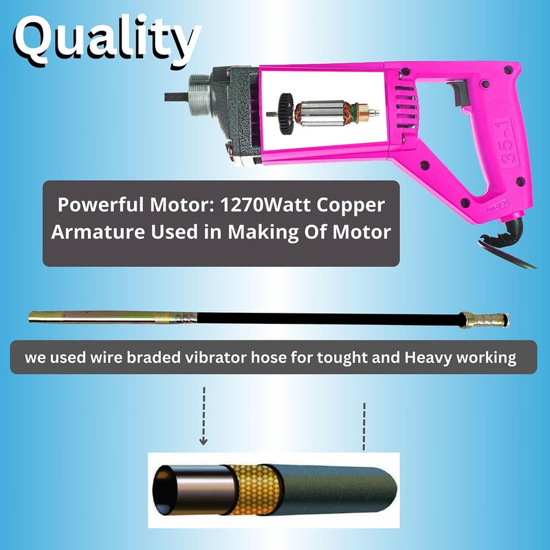 ICYLIFE ICYLIFE 1270WATT Concrete Vibratoriron Machine With 3 Mtr Needle Electric Concrete Vibrator 13200rpm  - Image 3