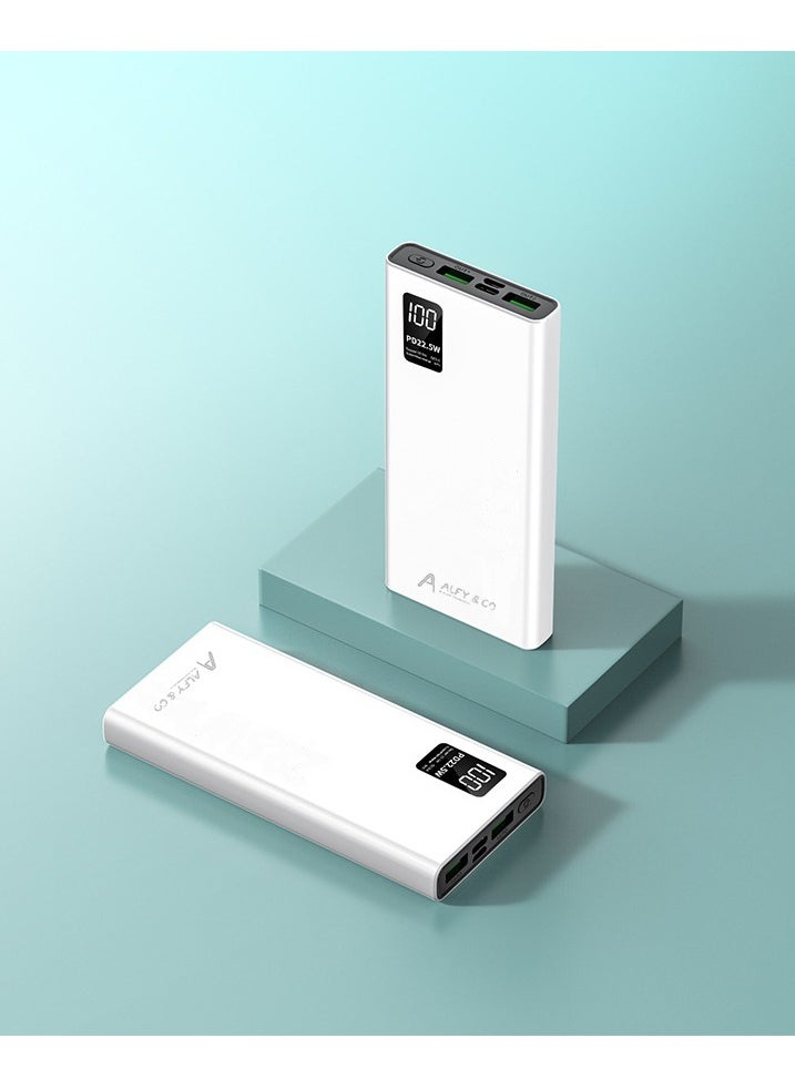 ALFY & CO 20000 mAh Power Bank Portable Charger USB Type C Battery Pack 22.5W Fast Charging Compatible with iPhone 16 15 14 13 Pro Max Samsung Galaxy Z Fold 6 S24 S23 S22 S21 Ultra Apple Watch Airpods iPad white  - Image 4