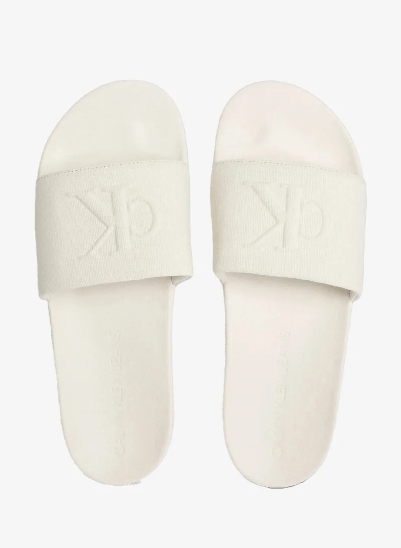 Calvin Klein Jeans Off White Logo Slides for Men | Best Price UAE