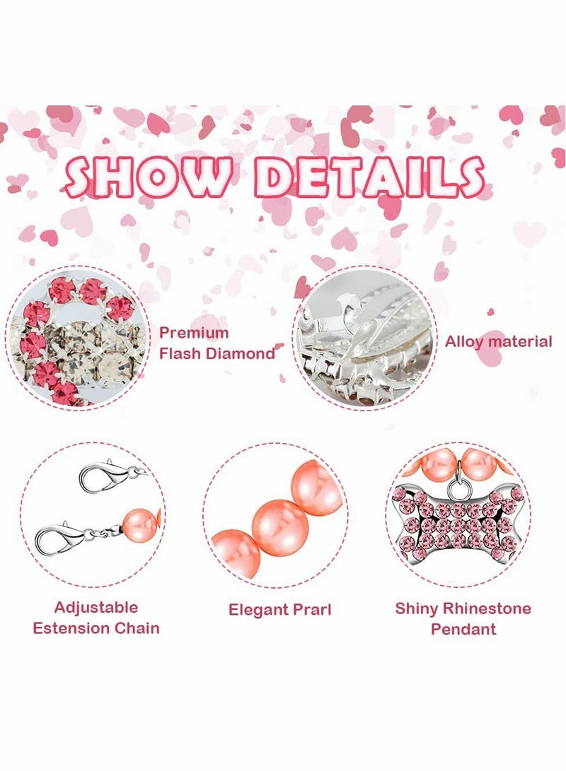 SOLARAE Dog Collar and Puppy Hair Accessories, 4 Pack Pearl Pet Necklace for Small Dogs Girl Barrette Crystal Rhinestone Cat Grooming Products - Image 5
