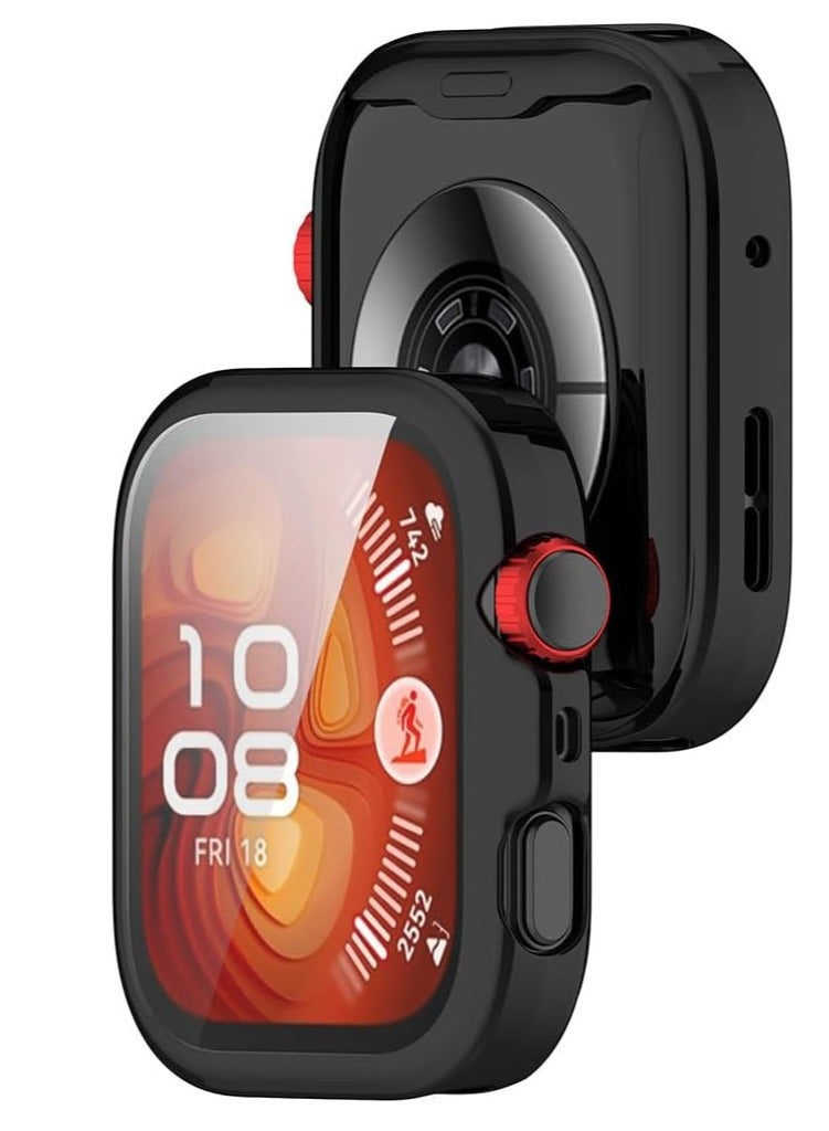 جراب واقي للشاشة لساعة هواوي واتش فيت 4 2025 جراب واقي للشاشة من السيليكون جراب واقٍ مضاد للخدش والغبار اسود - Image 2