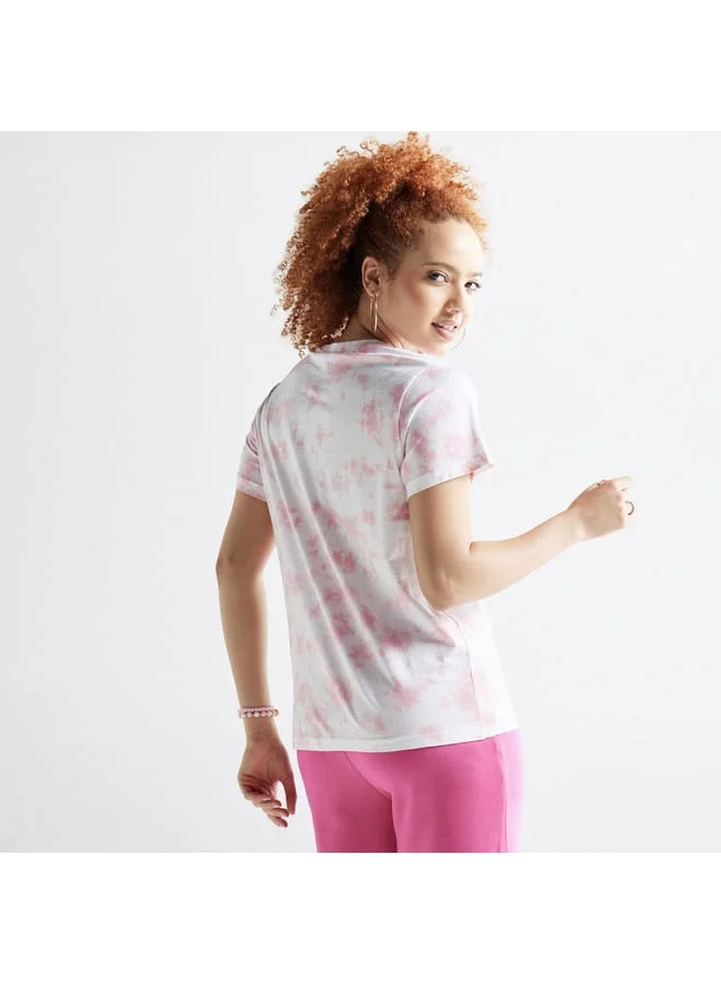 Splash FAV Slogan Print T-shirt with Crew Neck and Short Sleeves