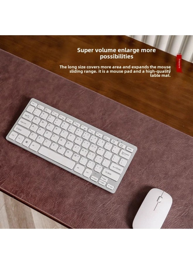 Retro Cowhide Mouse Pad Thickened Notebook Office Desk Pad Washable Waterproof High-grade Writing Desk Tablecloth-Color:60*140cm 【hand-made Encrypted Sewing】-Pattern:Moisturizing White - Image 4