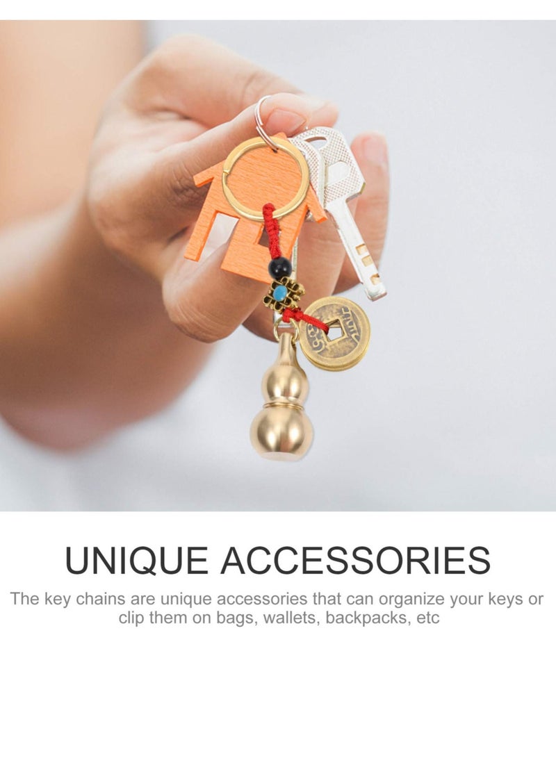 SYOSI 2PCS Feng Shui Brass Gourd Pumpkin Keychain, Chinese Feng Shui Coins for Good Luck Wealth Prosperity Success Caravan Decor - Image 4