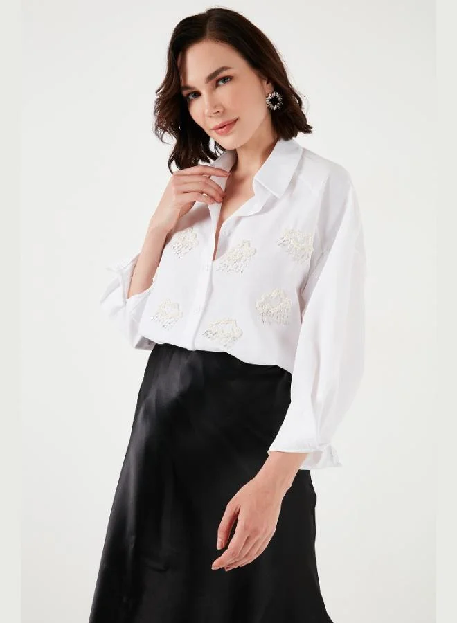 Lela Lela Stone Detail Long Sleeve Regular Fit Shirt Women's SHIRT 611GO00418