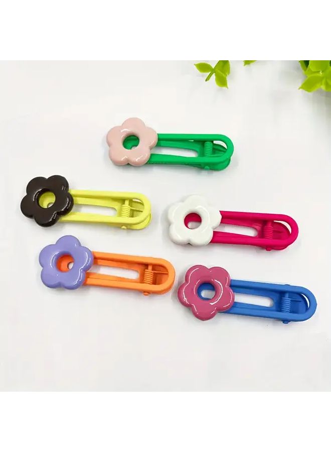 5pcs Mixed Color Flower Hair Clips For Women Girls - Image 3