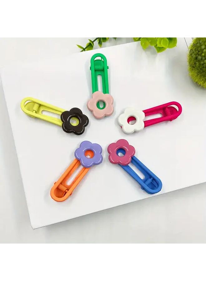 5pcs Mixed Color Flower Hair Clips For Women Girls - Image 5
