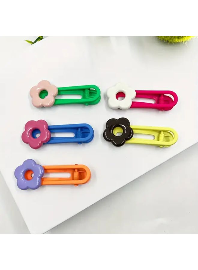 5pcs Mixed Color Flower Hair Clips For Women Girls - Image 2