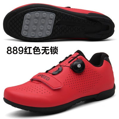 Generic 2023 New Cycling Shoes Casual Mens and Womens Road Bicycle Shoes Outdoor Hard Sole Mountain Cycling Sneakers Red lockless 