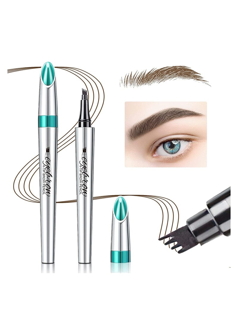 Excefore Eyebrow Pencil Eyebrow Microblading Pen Eye Makeup Eyebrow Pen Micro 4 Point Brow Pen Lift & Snatch Eyebrow Microblading Pen Long-Lasting Waterproof Natural Eyebrow Hair (Dark Brown) - Image 1