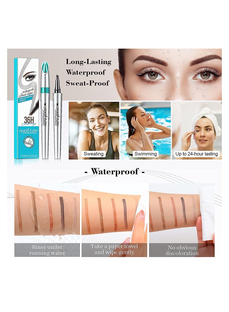 Excefore Eyebrow Pencil Eyebrow Microblading Pen Eye Makeup Eyebrow Pen Micro 4 Point Brow Pen Lift & Snatch Eyebrow Microblading Pen Long-Lasting Waterproof Natural Eyebrow Hair (Dark Brown) - Image 3