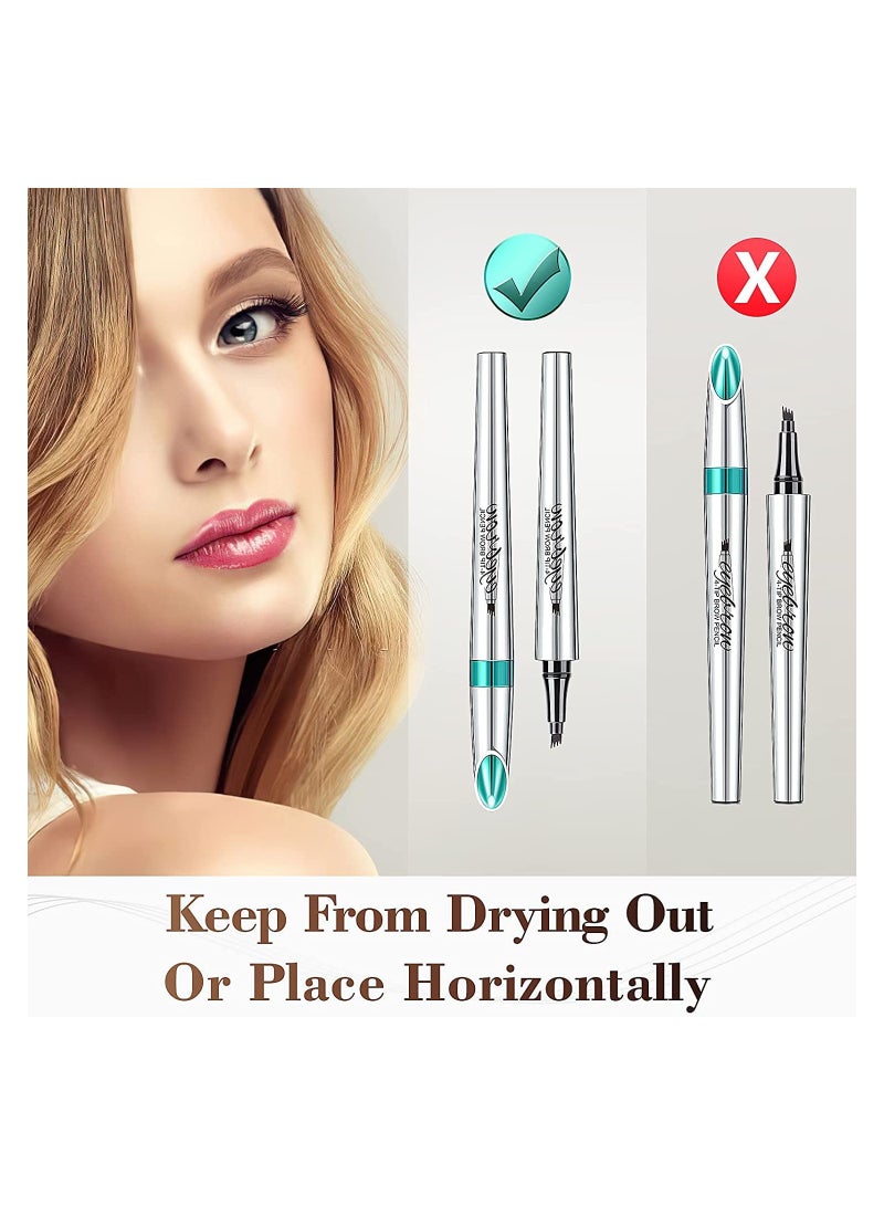 Excefore Eyebrow Pencil Eyebrow Microblading Pen Eye Makeup Eyebrow Pen Micro 4 Point Brow Pen Lift & Snatch Eyebrow Microblading Pen Long-Lasting Waterproof Natural Eyebrow Hair (Dark Brown) - Image 2