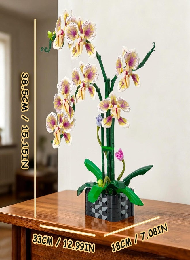 TNDCKP Orchid Flowers Building Block Sets, Compatible with Lego 853792 Accessory, Artificial Plant, Botanical Collection for Home, Kitchen, Desk Decor, Best Gift for Mom, Kids, 4+(White 736Pcs) - Image 5