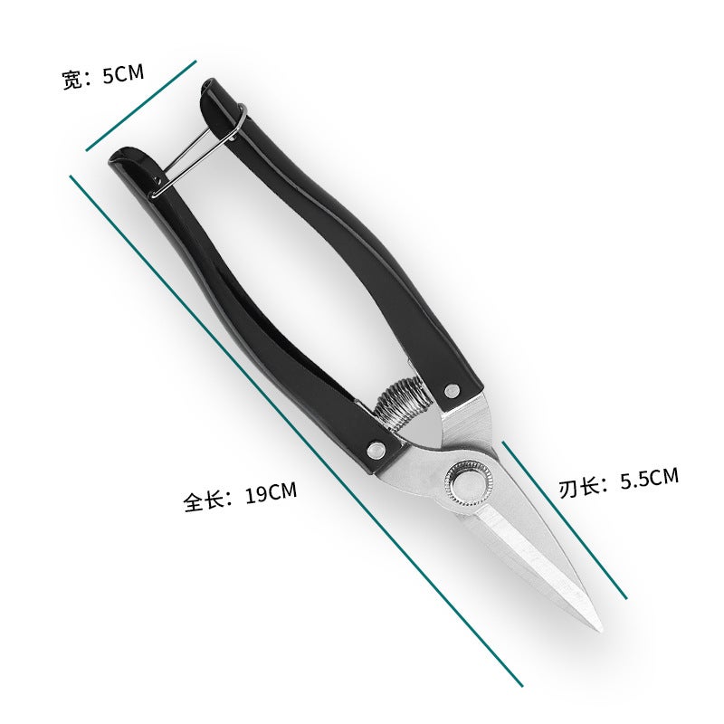 Generic Factory spot stainless steel garden shears gardening scissors pruning shears floral shears fruit-picking shears gardening tools wholesale Black handle steel shears 