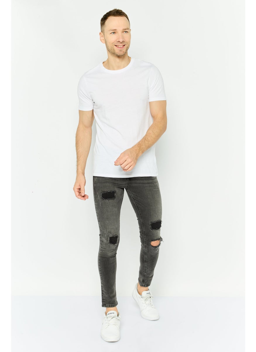 RIVER ISLAND Men Skinny Fit Dark Wash Stretchable Jeans, Black  - Image 2