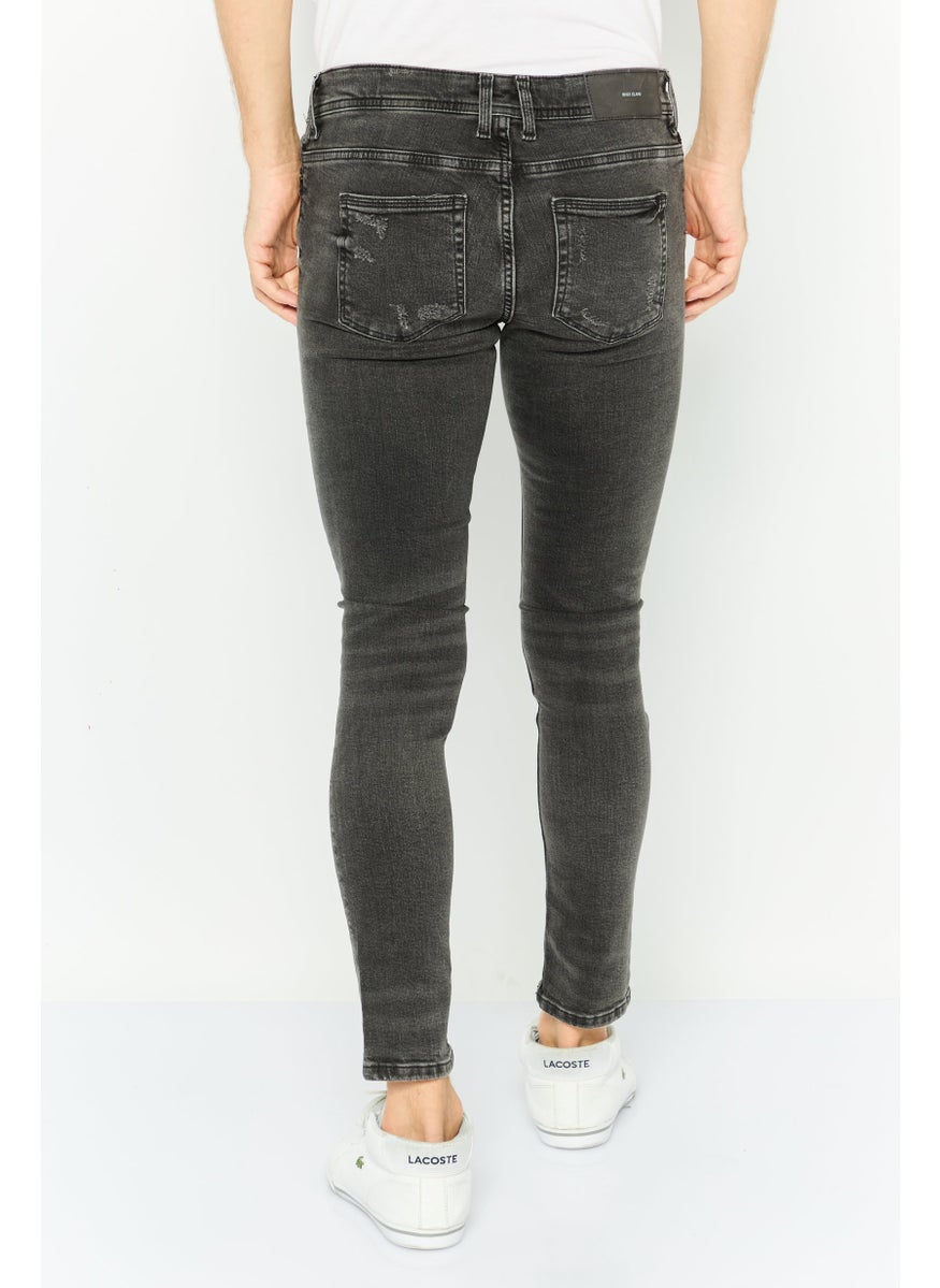 RIVER ISLAND Men Skinny Fit Dark Wash Stretchable Jeans, Black  - Image 4