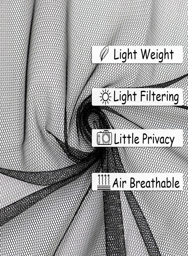 SK Studio Black Outdoor Sheer Curtains for Patio Waterproof 2 Panels Sheer Curtains Privacy Screen Mesh Net Outside Curtains Rod Pocket for Gazebo, Porch, Pergola, 63W x 84L - Image 3