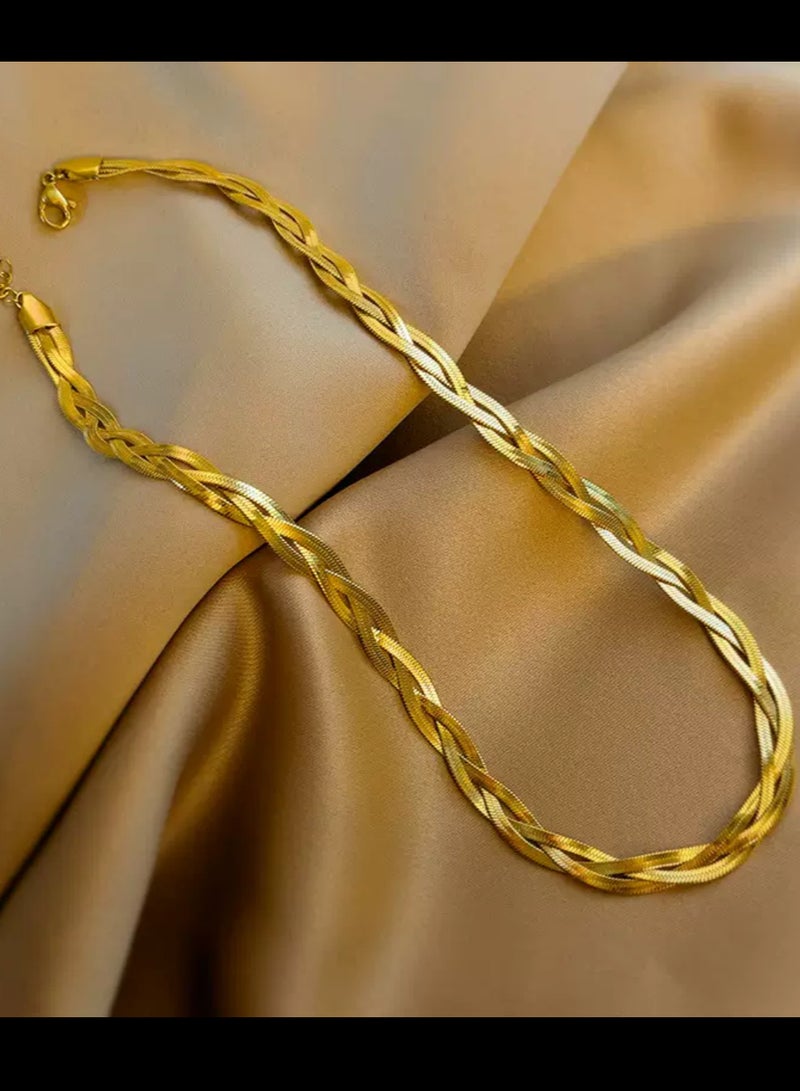 Golden Blade Woven Titanium Steel necklace,Elegant and Trendy - Image 4