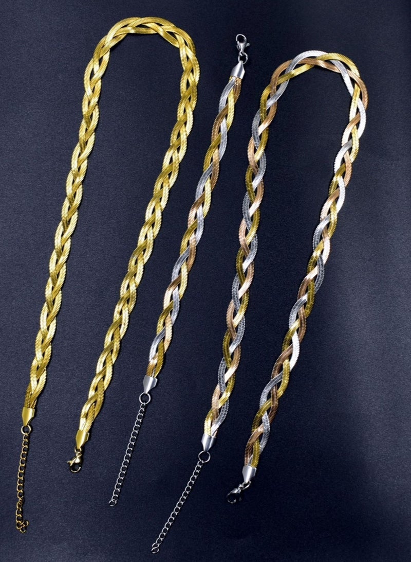 Golden Blade Woven Titanium Steel necklace,Elegant and Trendy - Image 3