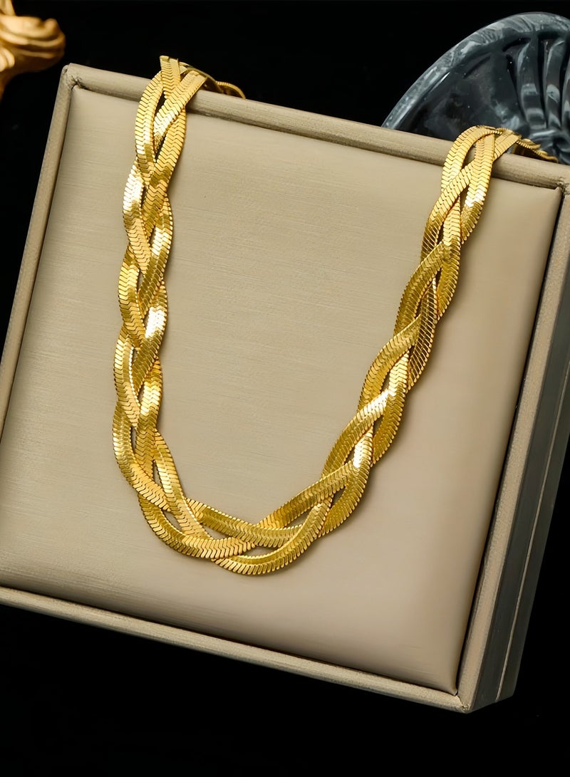 Golden Blade Woven Titanium Steel necklace,Elegant and Trendy - Image 2