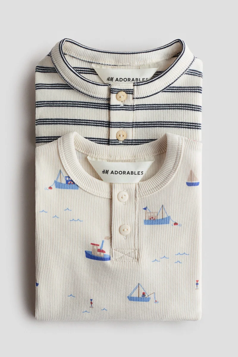 اتش اند ام بلوزة هينلي من القطن - عبوة من قطعتين