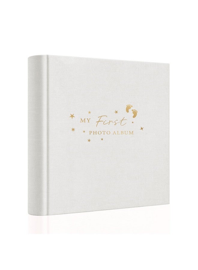Holoary Baby Photo Album 4x6 100 Photos with Writing Area, 100 Pockets 4x6 Picture Album, Linen Fabric Cover Picture Book for Photos, Baby Photo Albums Hot Stamping Cover(Beige) - Image 1