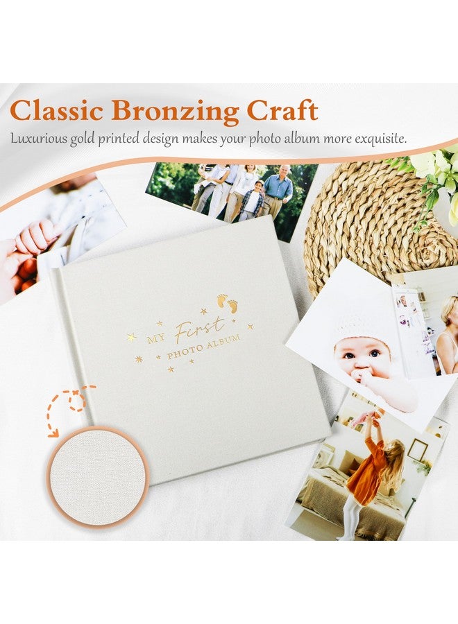 Holoary Baby Photo Album 4x6 100 Photos with Writing Area, 100 Pockets 4x6 Picture Album, Linen Fabric Cover Picture Book for Photos, Baby Photo Albums Hot Stamping Cover(Beige) - Image 3