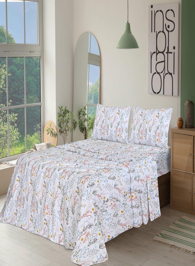 RUVANTI 100% Cotton Split King Sheets Sets for Adjustable Bed, 5 PCs, Soft & Breathable Percale Weave Bedding, Deep Pocket 16", Hotel Standard, Crisp Cool Feel & Durable, Floral Sheet, Aroma - Image 2