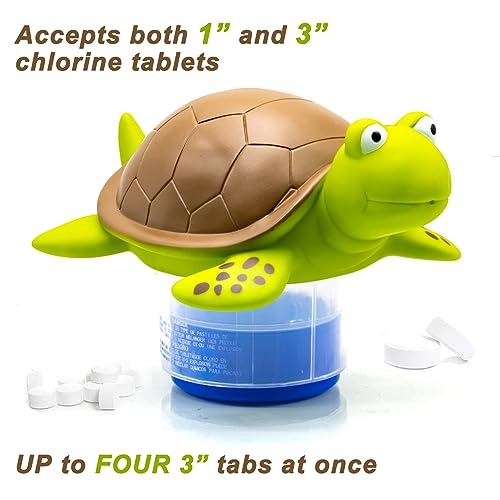 WWD POOL Chlorine Floater, Animal Pool Chlorine Dispenser for Chemical Tablets Fits 3 Inch Tabs Bromine Holder(Turtle) - Image 3