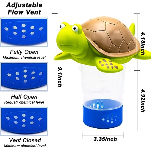 WWD POOL Chlorine Floater, Animal Pool Chlorine Dispenser for Chemical Tablets Fits 3 Inch Tabs Bromine Holder(Turtle) - Image 2