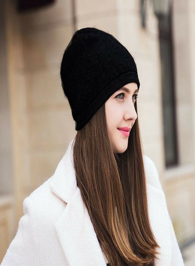 WaySoft Pure 100% Cashmere Beanie for Women in a Gift Box, Oversized Women Beanie Hat, Bring Warm and Luxury to Your Loved Ones, Perfect (Black) - Image 3