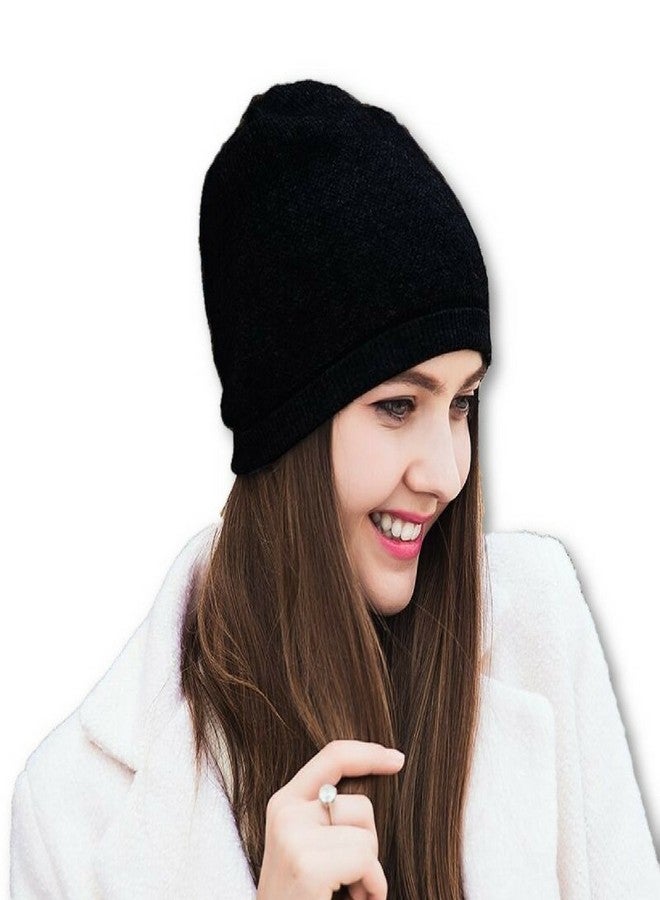 WaySoft Pure 100% Cashmere Beanie for Women in a Gift Box, Oversized Women Beanie Hat, Bring Warm and Luxury to Your Loved Ones, Perfect (Black) - Image 1