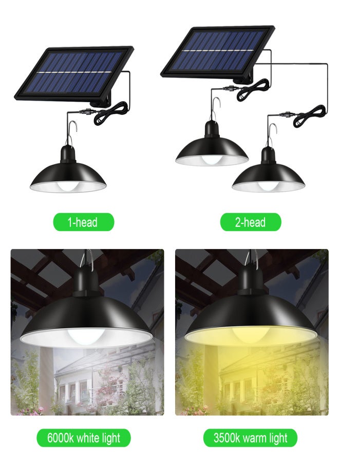 Solar Powered LEDs Ceiling Light Dimmable 2 Lighting Heads Shed Lights Patio Chandelier Split Solar Light Hang-ing Lamp Remote & Lighting Control with Timer Function IP65 Water-resistant for Indoor - Image 2
