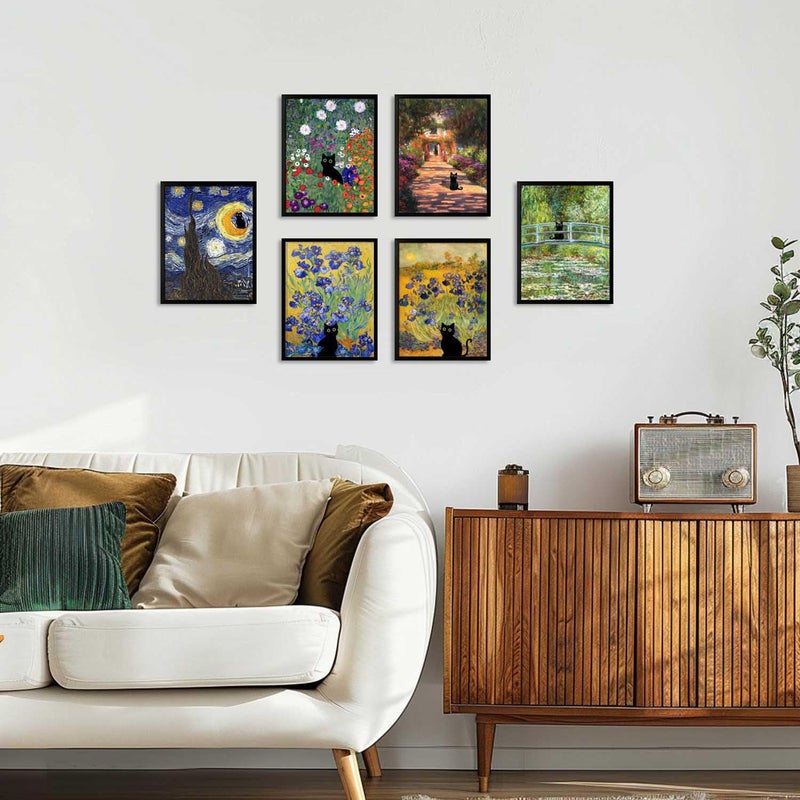 Hamduker Garden Black Cat Wall Art Pictures Funny Preppy Cat Posters Wall Art Decor Farmhouse Gallery Aesthetic Wall Art for Living Room Bedroom Decorations (Size: 8''x10''x1pcs) - Image 5