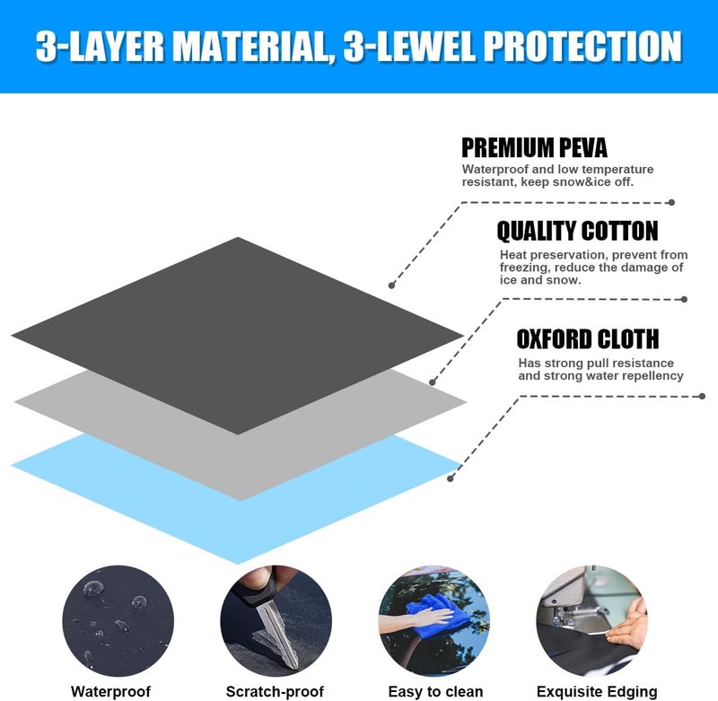 JNNJ Waterproof Foldable Car Windscreen Cover - Anti Frost and Ice Protection - Image 3