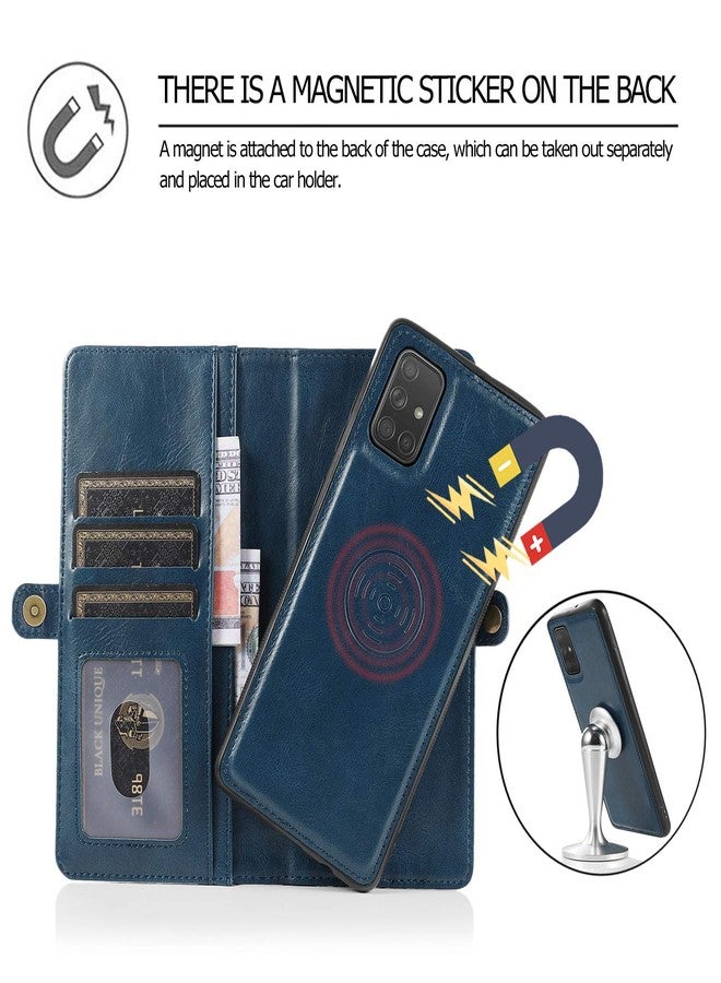 Asuwish Phone Case for Samsung Galaxy A71 5G Wallet Detachable Cover with Tempered Glass Screen Protector and Leather Flip Credit Card Holder Cell Accessories Glaxay A 71 G5 Gaxaly 71A S71 Women Blue - Image 5