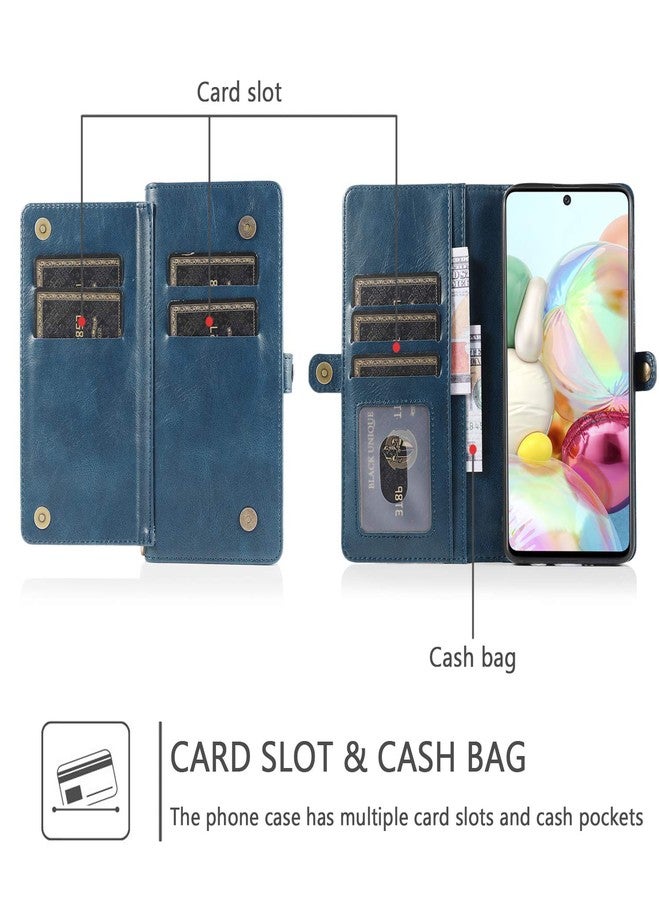 Asuwish Phone Case for Samsung Galaxy A71 5G Wallet Detachable Cover with Tempered Glass Screen Protector and Leather Flip Credit Card Holder Cell Accessories Glaxay A 71 G5 Gaxaly 71A S71 Women Blue - Image 4