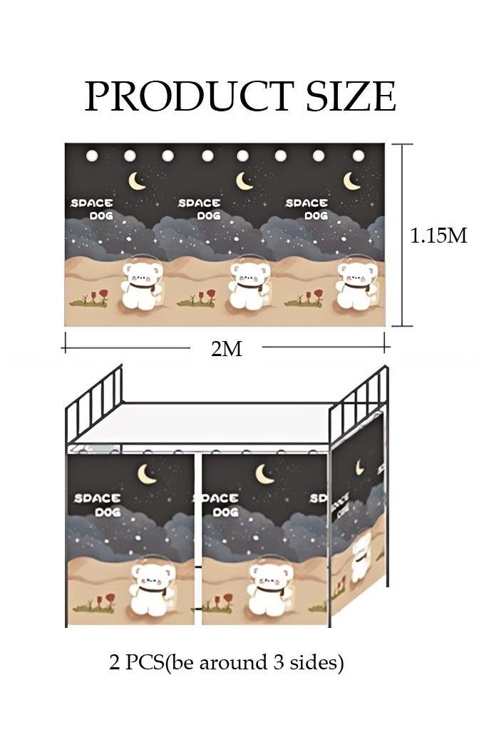 JUNYOUK 2 Pcs Private Bed Curtain At The Bottom Of The Bunk Bed, Breathable And Dustproof Single Bed Blackout Curtain, Dormitory Family Bed Curtain, Can Cover 3 Sides - Image 3