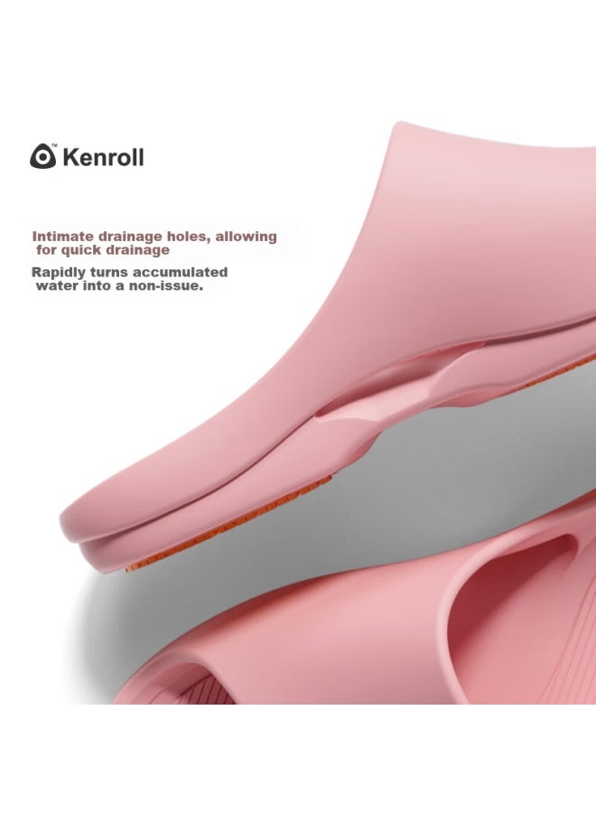 Kenroll Uni Home Bathroom Anti-slip Slippers Comfortable Foot Feeling Resilient Soft Slippers Rubber Pink 39/40 - Image 4